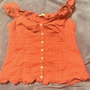 Brandy Melville Red Checkered Blouse